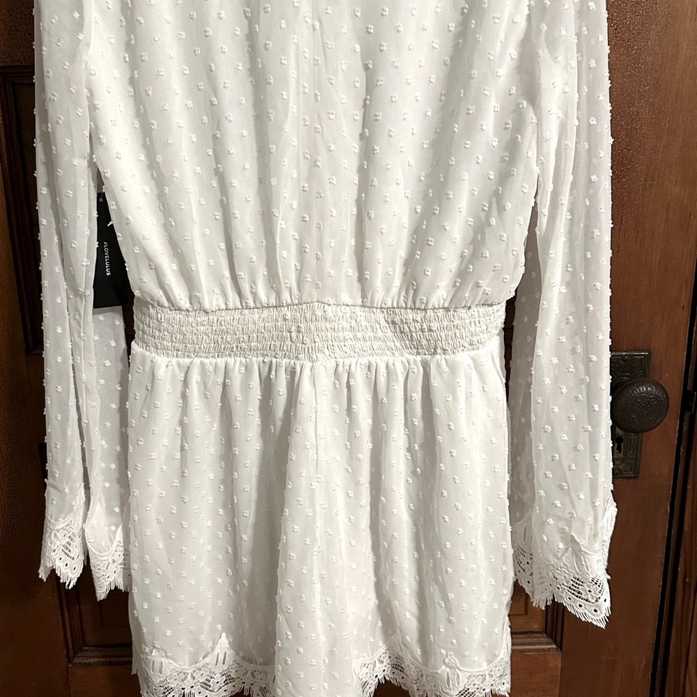 -SALE-Lulus MeadowLake White Swiss Dot Lace Bell Sleeve Romper - Picture 9 of 14